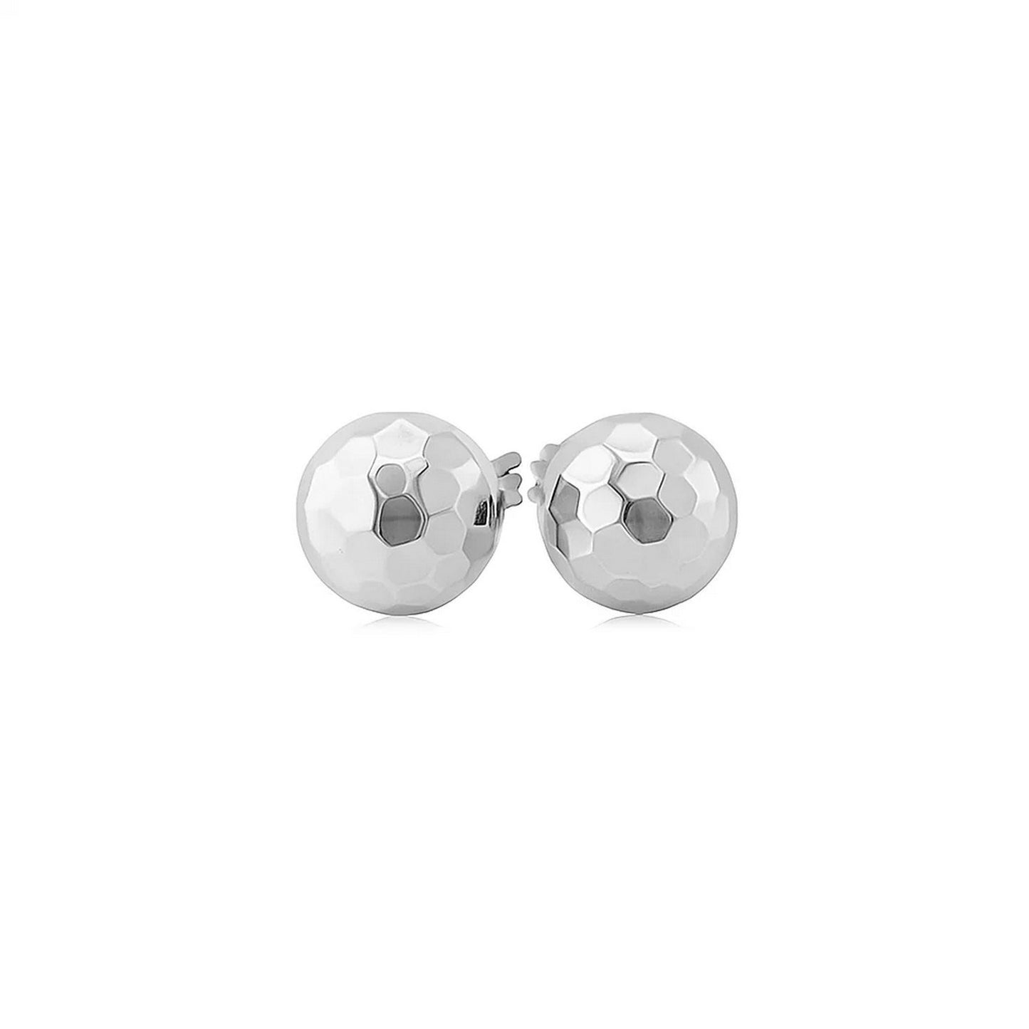 Essential Geometric Facet Ball Studs in White Gold (7mm)