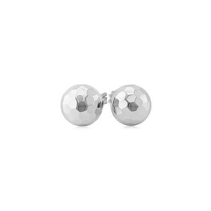 Essential Geometric Facet Ball Studs in White Gold (7mm)