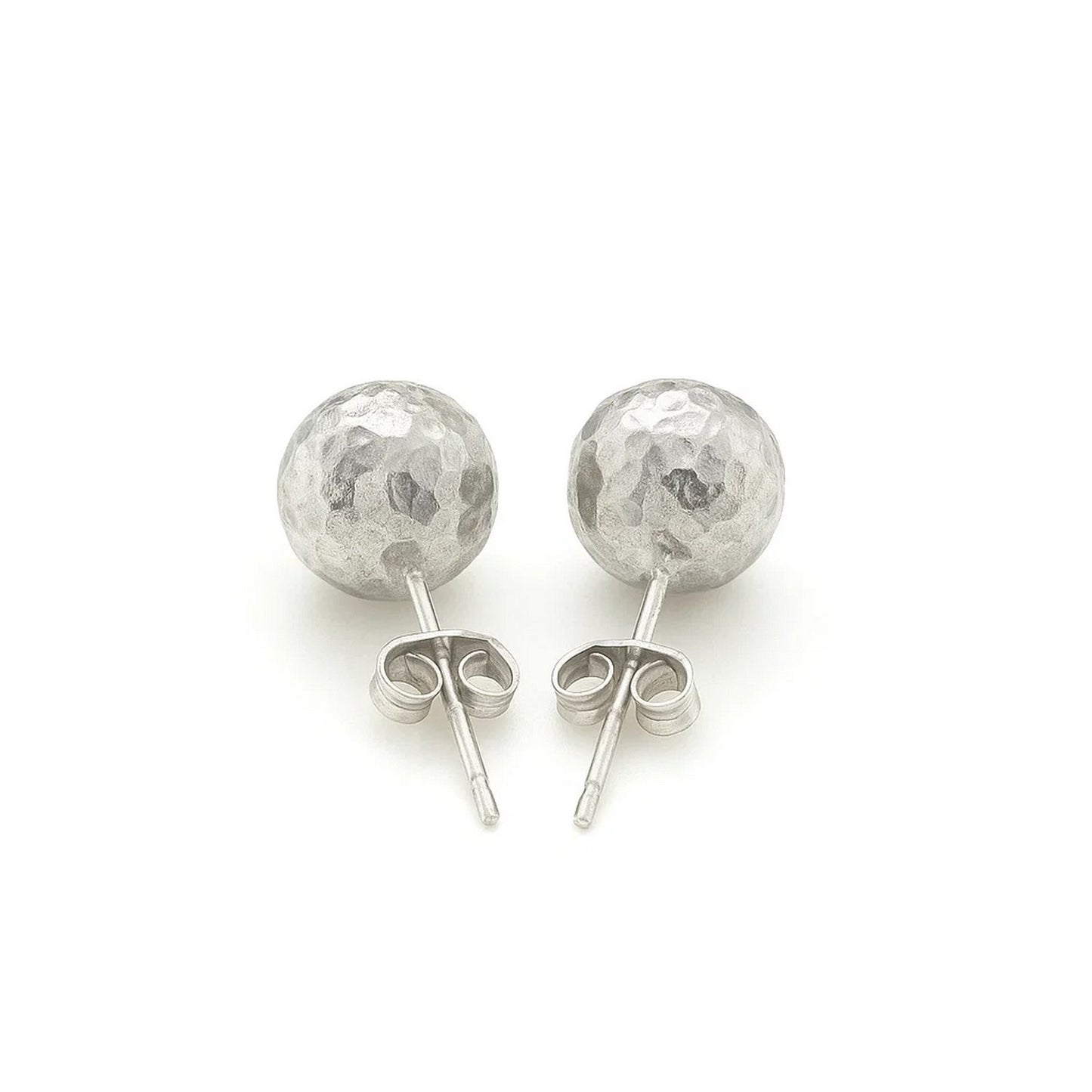 Essential Geometric Facet Ball Studs in White Gold (7mm)
