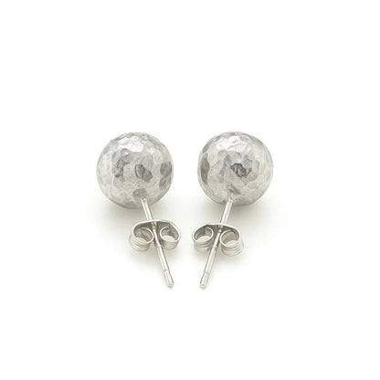 Essential Geometric Facet Ball Studs in White Gold (7mm)
