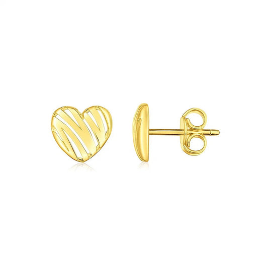 The Caligraphy Heart Studs (In Yellow Gold)