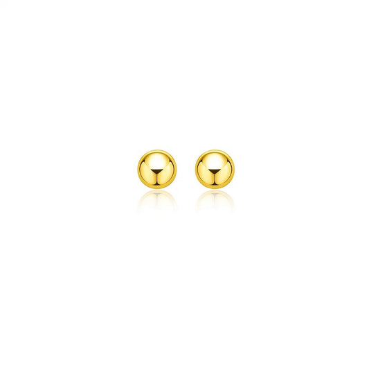 Essential Polished Ball Studs in Yellow Gold (7mm)