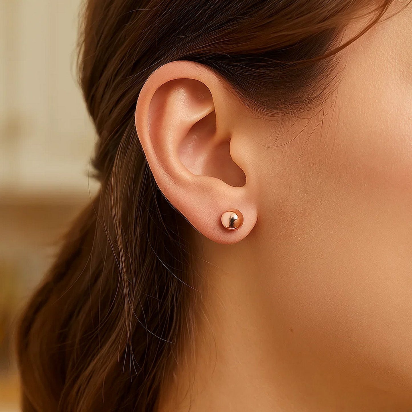 Essential Polished Ball Studs in Rose Gold (6mm)