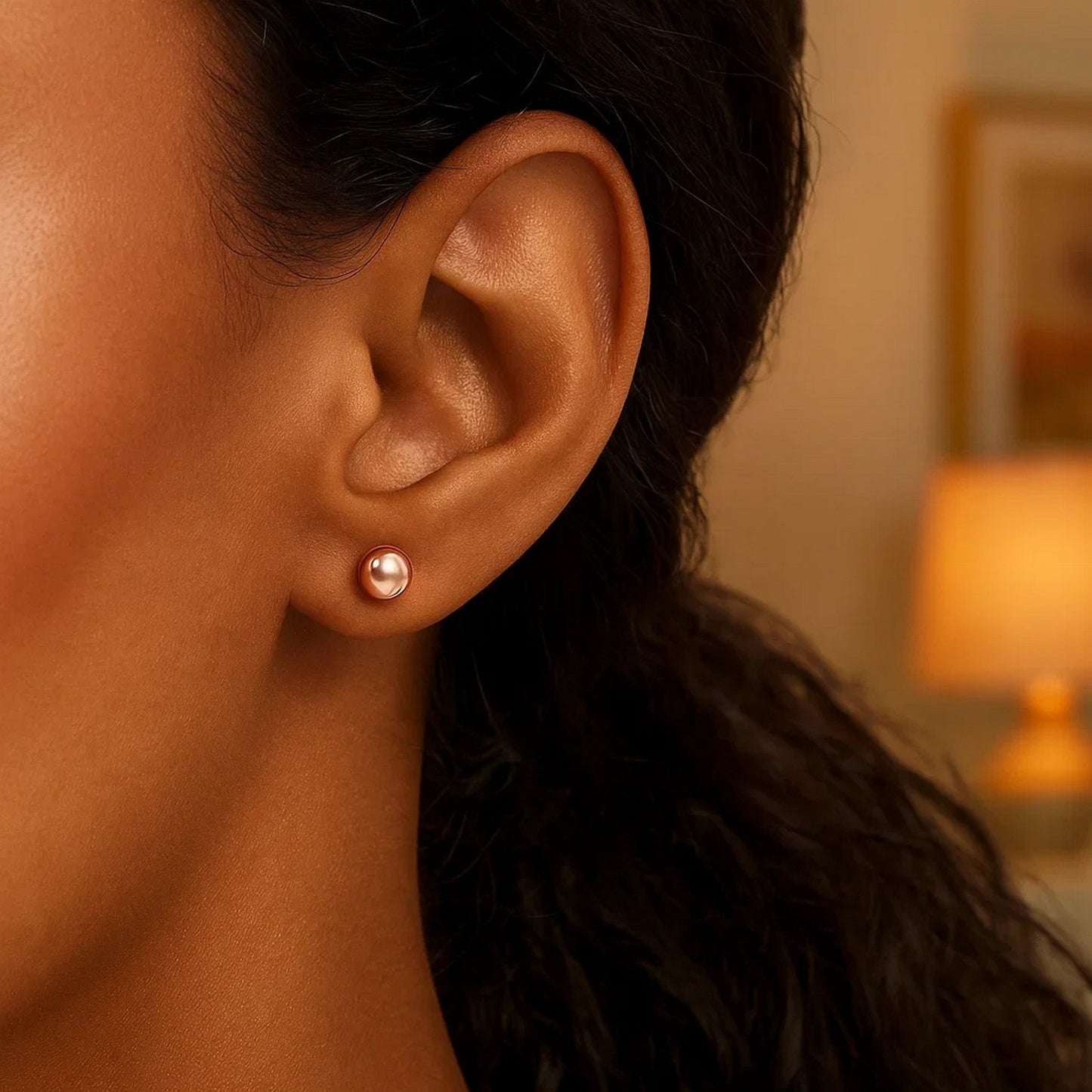 Essential Polished Ball Studs in Rose Gold (6mm)