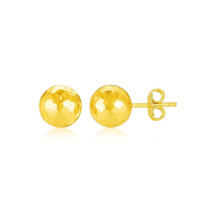 Essential Geometric Facet Ball Studs in Yellow Gold (5mm)