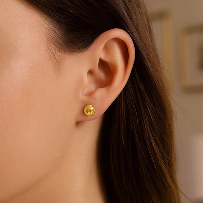 Essential Geometric Facet Ball Studs in Yellow Gold (5mm)