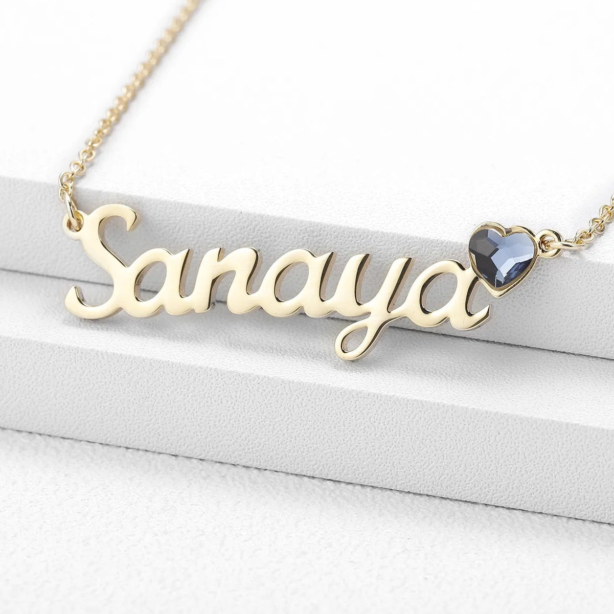 Personalized Name & Birthstone Heart Necklace