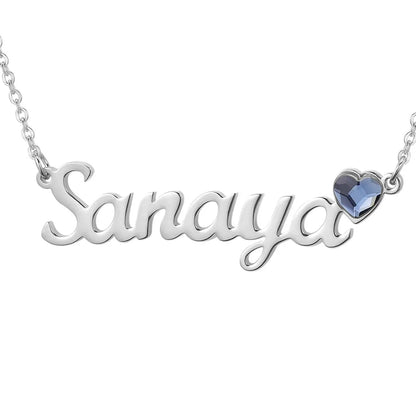 Personalized Name & Birthstone Heart Necklace