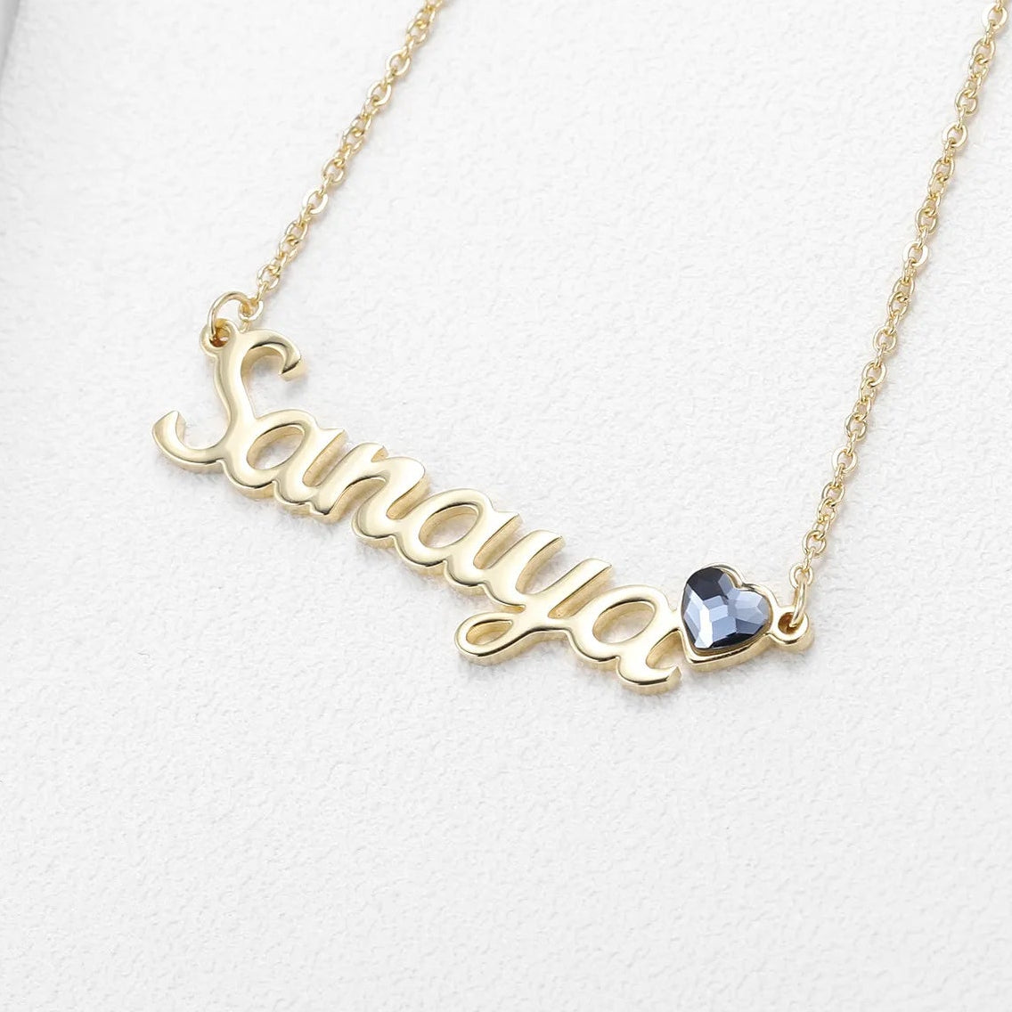 Personalized Name & Birthstone Heart Necklace