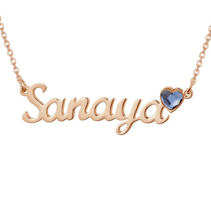 Personalized Name & Birthstone Heart Necklace