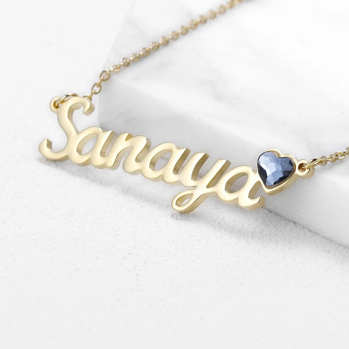 Personalized Name & Birthstone Heart Necklace