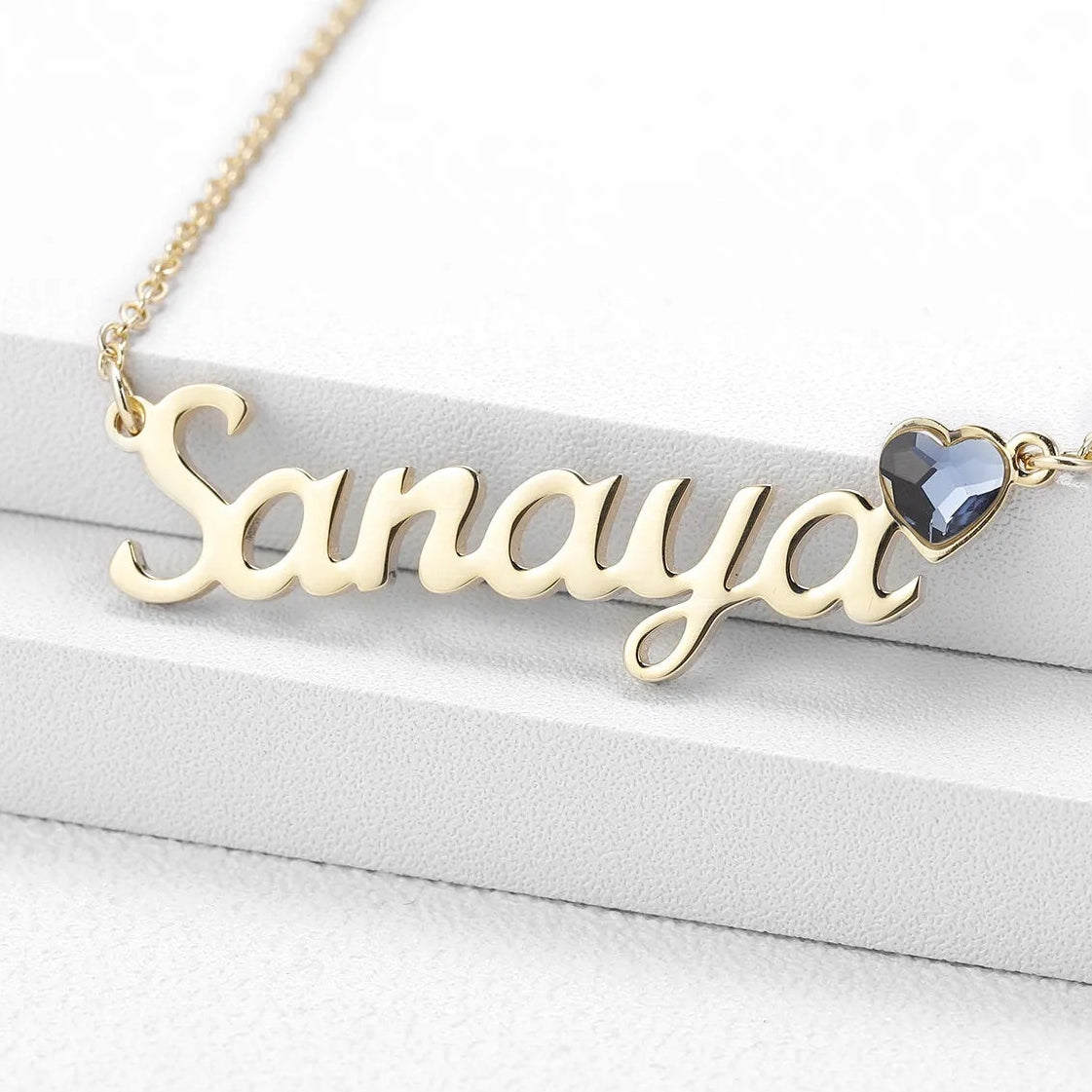 Personalized Name & Birthstone Heart Necklace