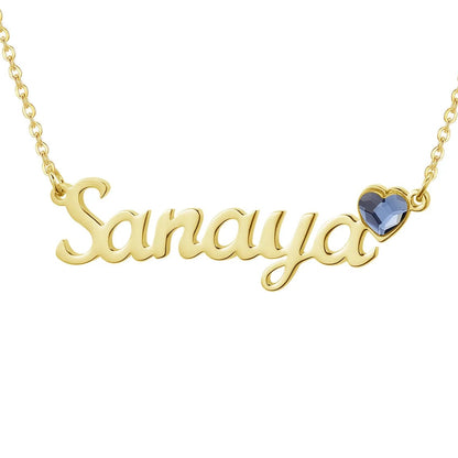 Personalized Name & Birthstone Heart Necklace
