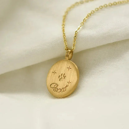 Personalized Celestial Engraved Color Pet Portrait Disc with Name Necklace