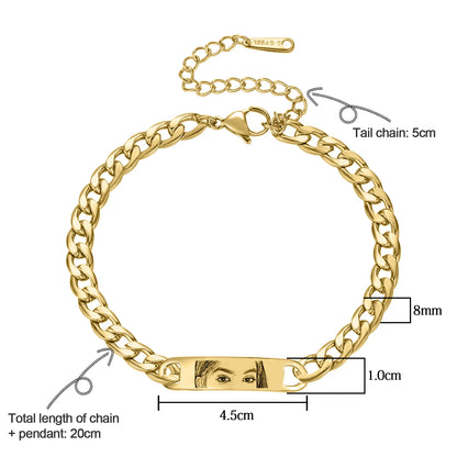 Personalized Engraved Eye Portrait Men Bracelet