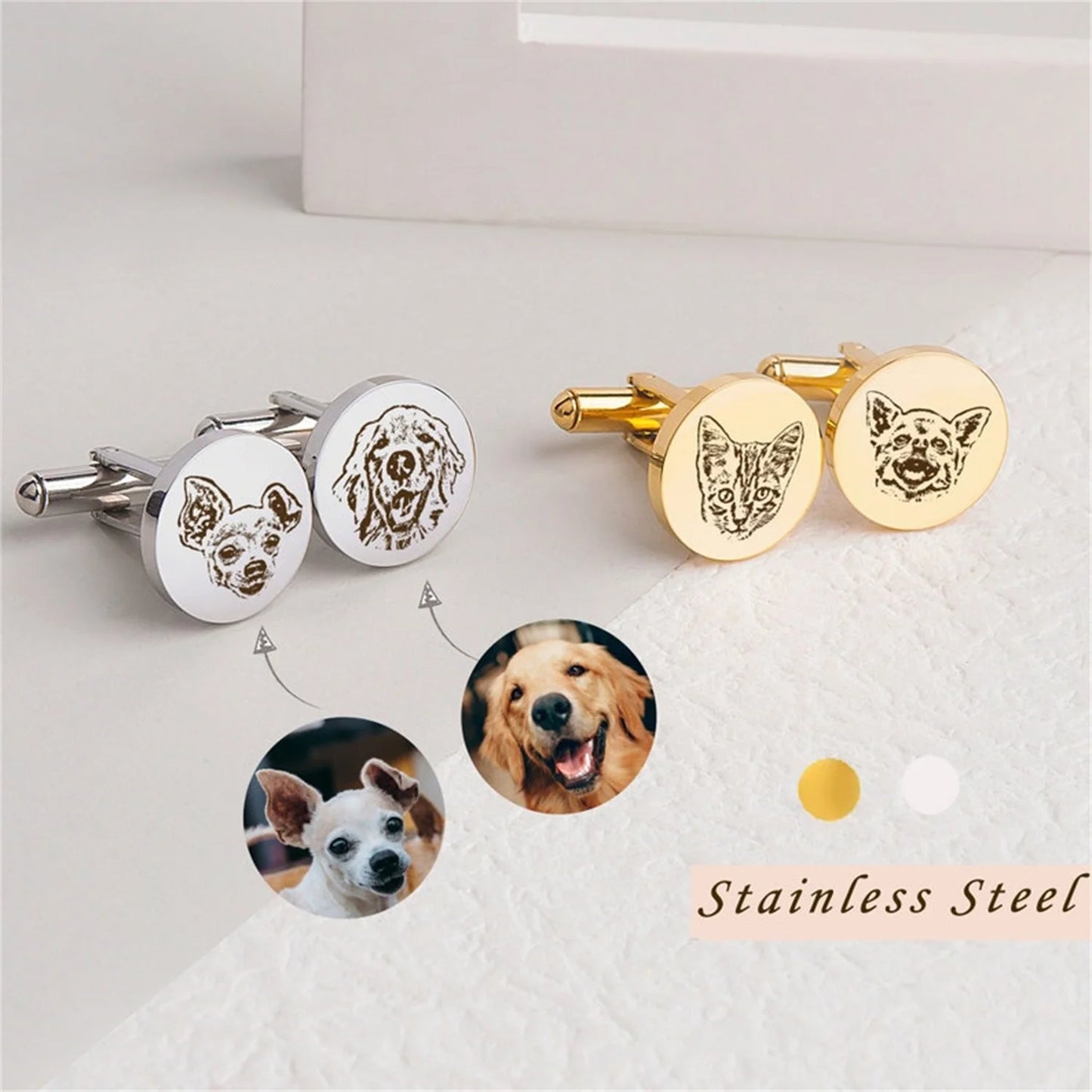 Personalized Engraved Pet Portrait Cufflinks