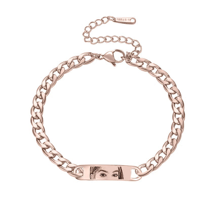 Personalized Engraved Eye Portrait Men Bracelet