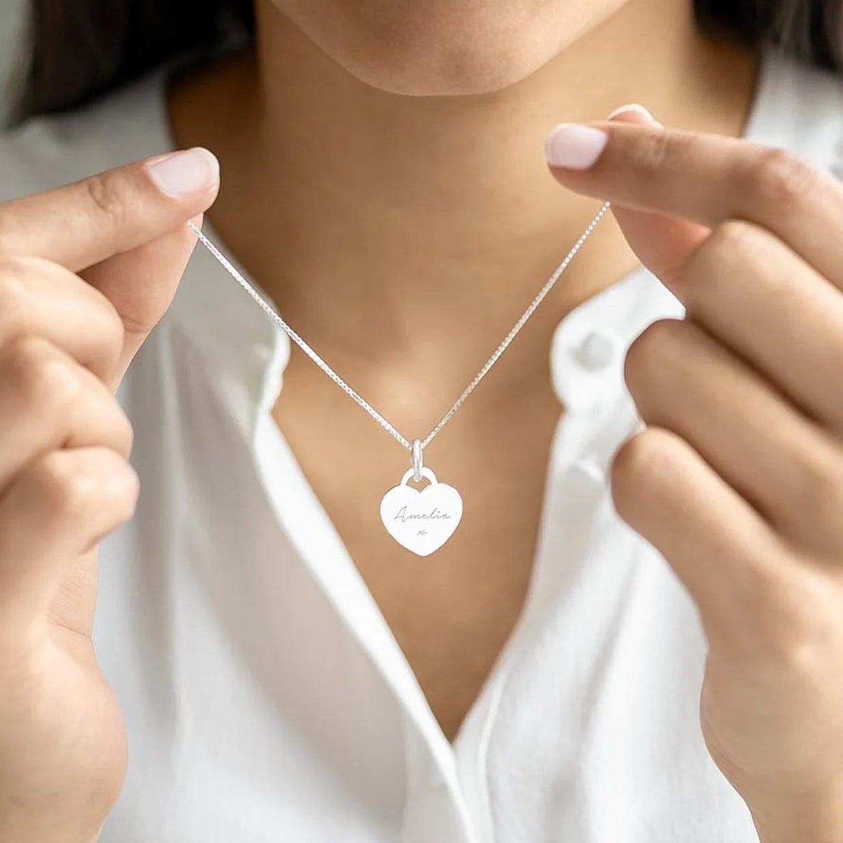 Personalized Engraved Heart Pendant Necklace