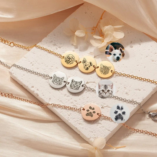 Personalized Multi-Pet Portrait Disc Bracelet