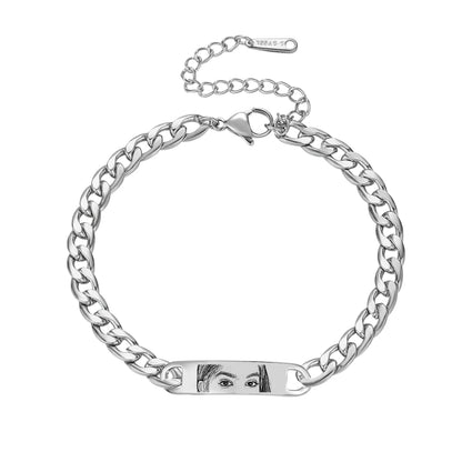 Personalized Engraved Eye Portrait Men Bracelet