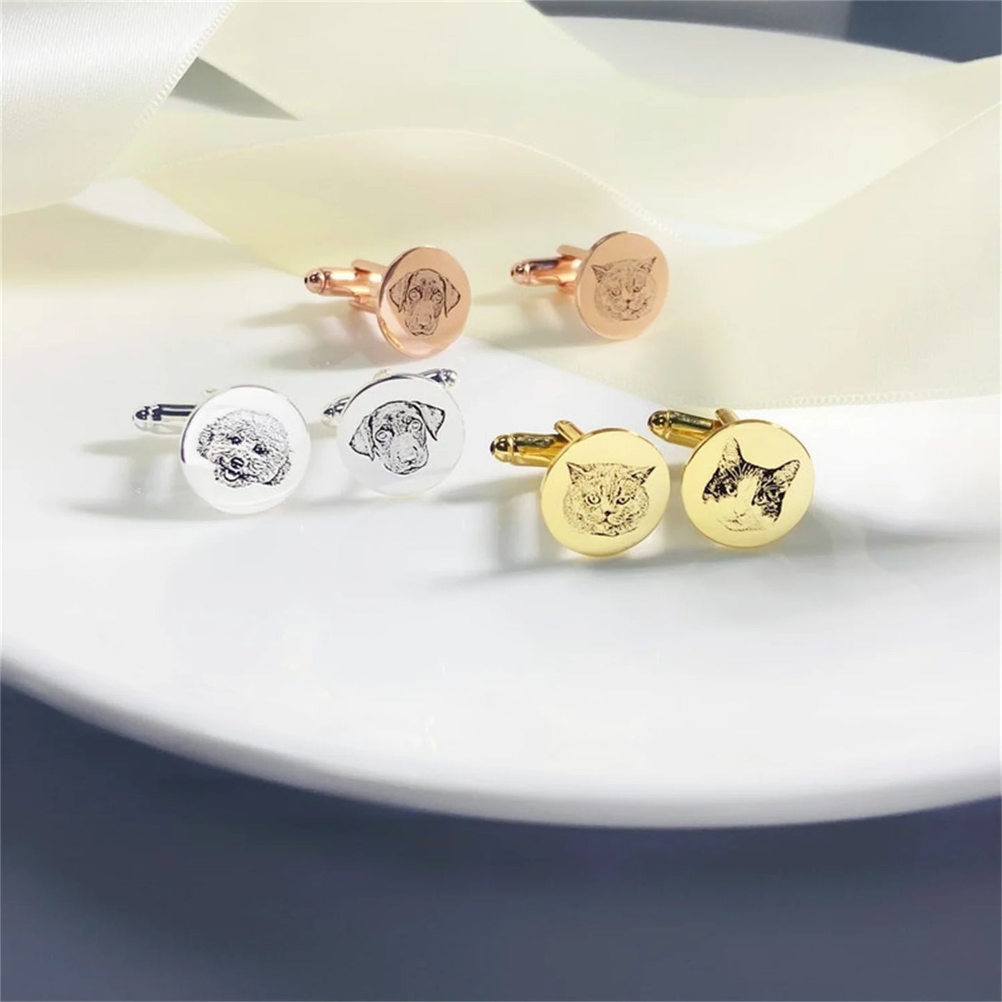 Personalized Engraved Pet Portrait Cufflinks