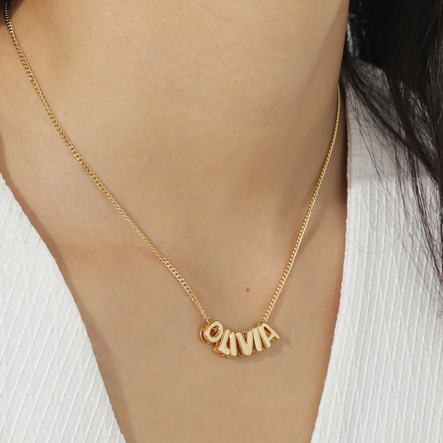 Personalized 3D Bubble Name Necklace