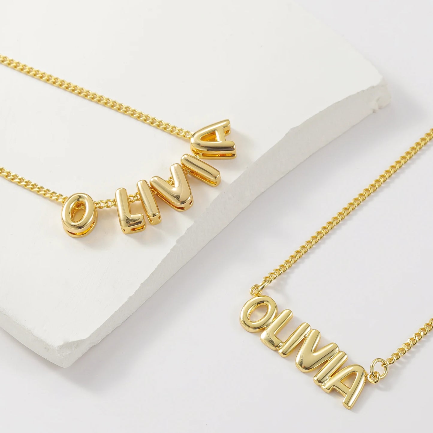 Personalized 3D Bubble Name Necklace