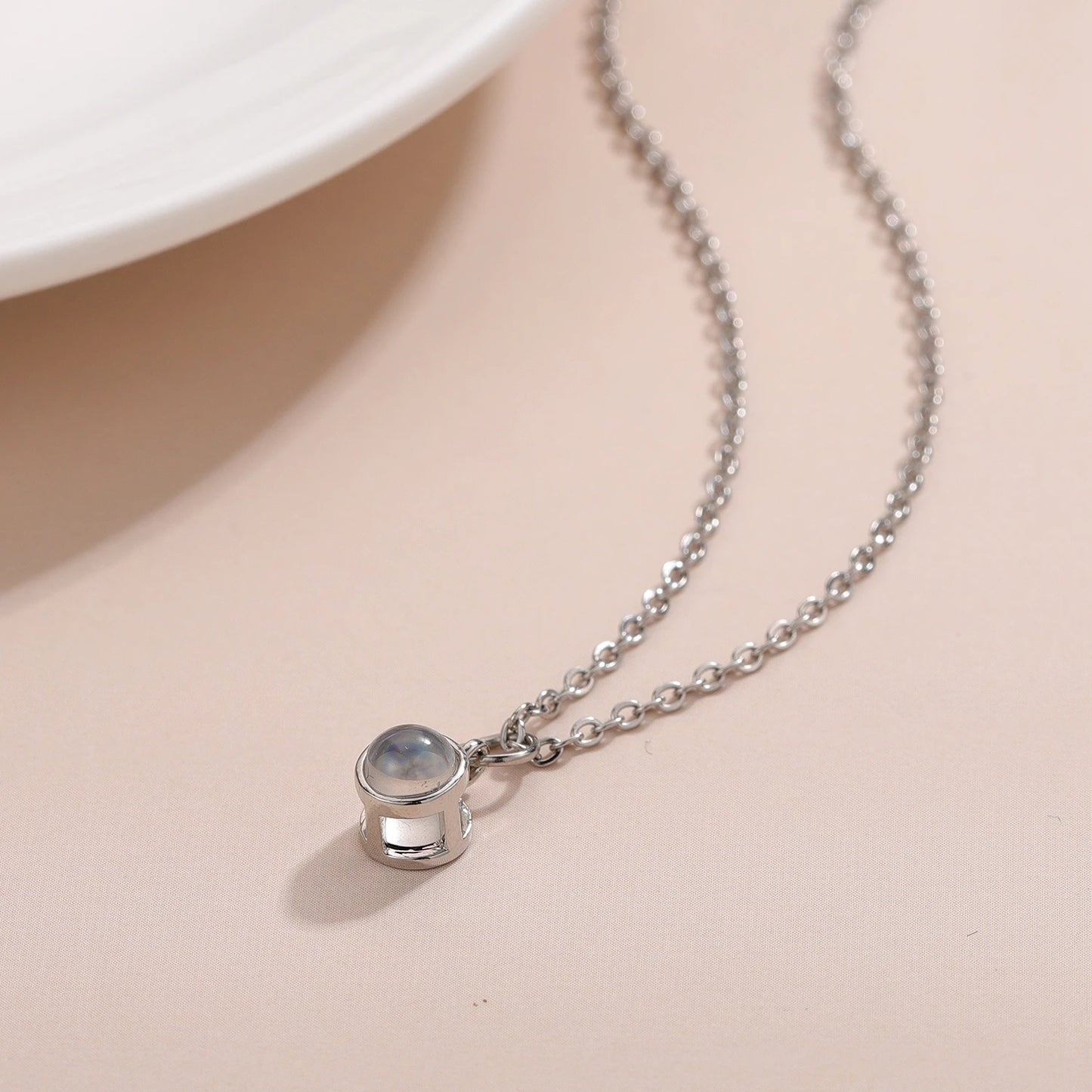 Personalized Photo Projection Minimalist Necklace