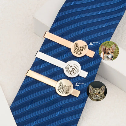 Personalized Engraved Pet Portrait Tie Clip