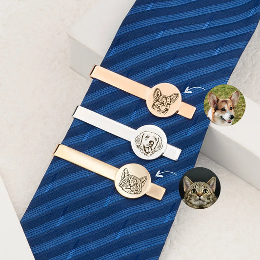 Personalized Engraved Pet Portrait Tie Clip