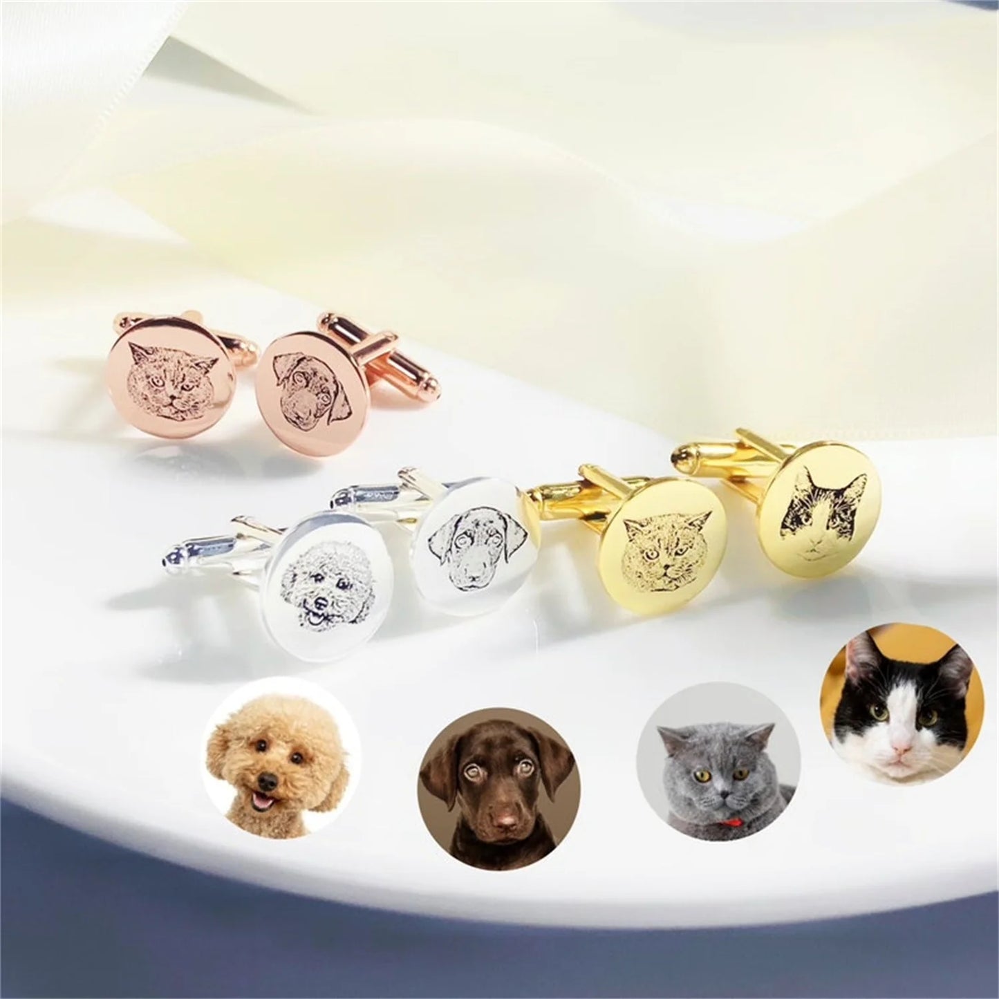 Personalized Engraved Pet Portrait Cufflinks