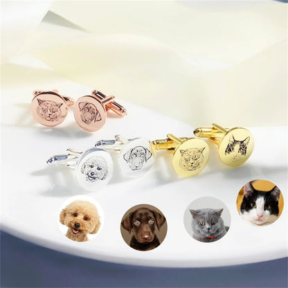 Personalized Engraved Pet Portrait Cufflinks