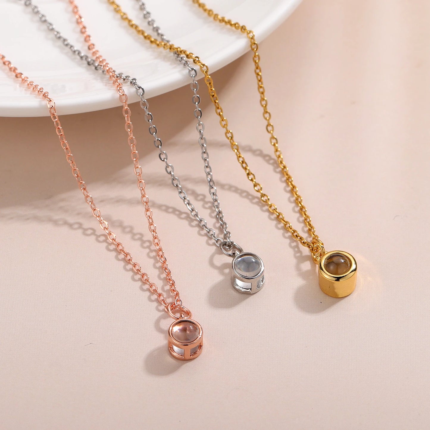 Personalized Photo Projection Minimalist Necklace