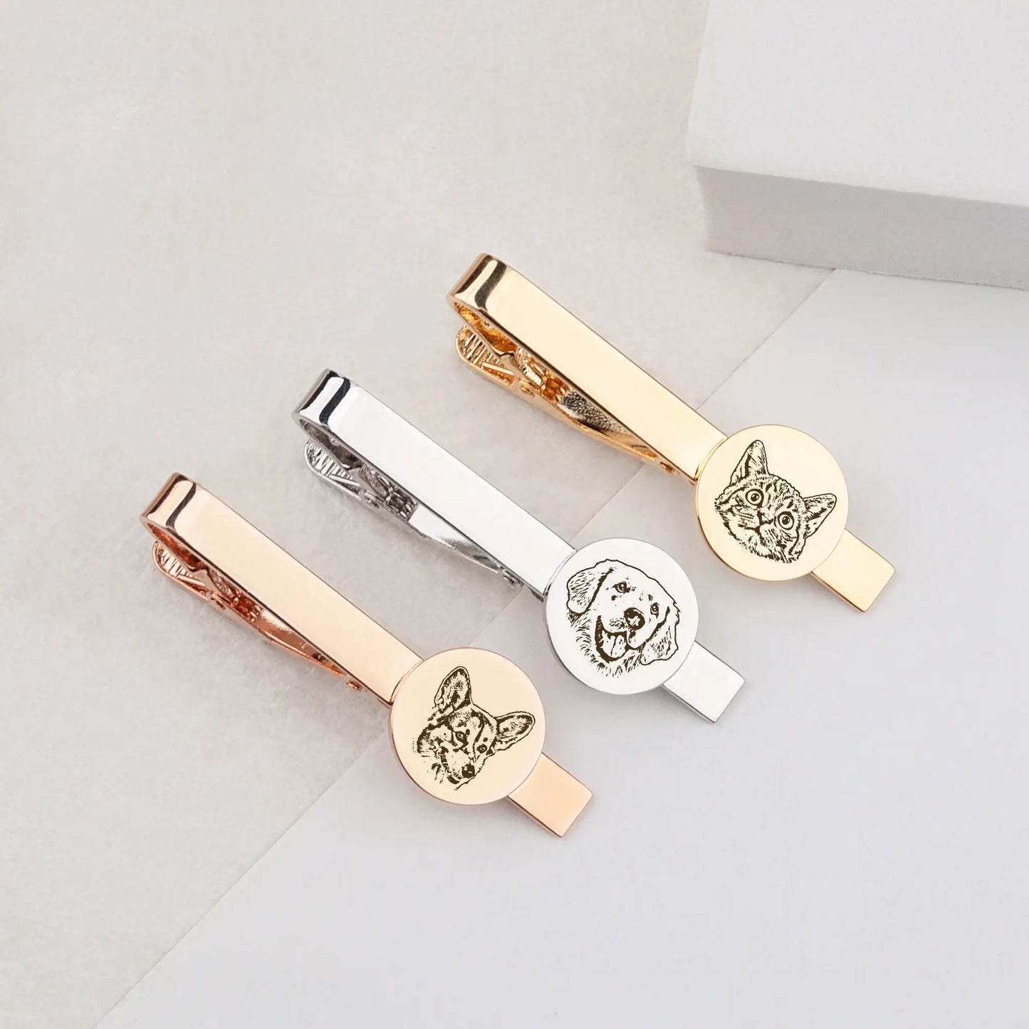 Personalized Engraved Pet Portrait Tie Clip