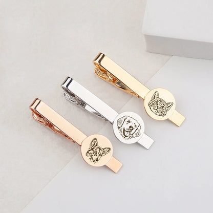 Personalized Engraved Pet Portrait Tie Clip