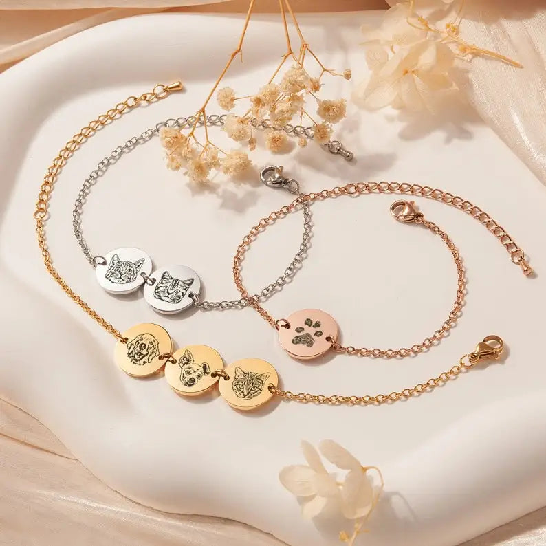 Personalized Multi-Pet Portrait Disc Bracelet