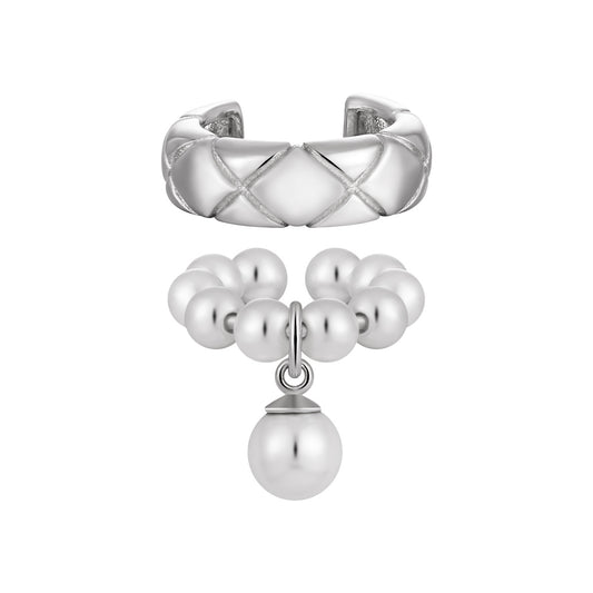 The Curated Ear Cuff in Sterling Silver | Quilted or Pearl