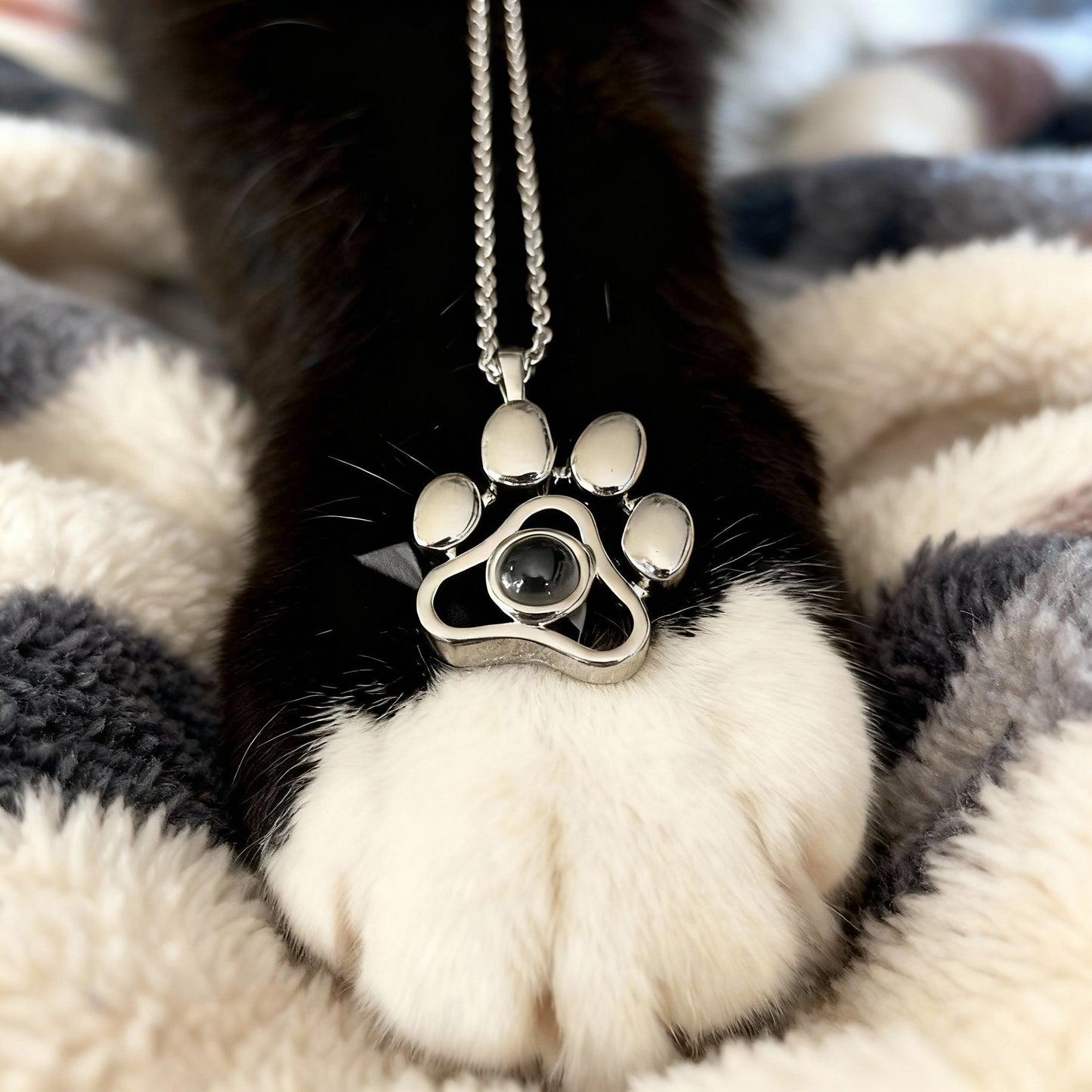 Personalized Photo Projection Paw Necklace
